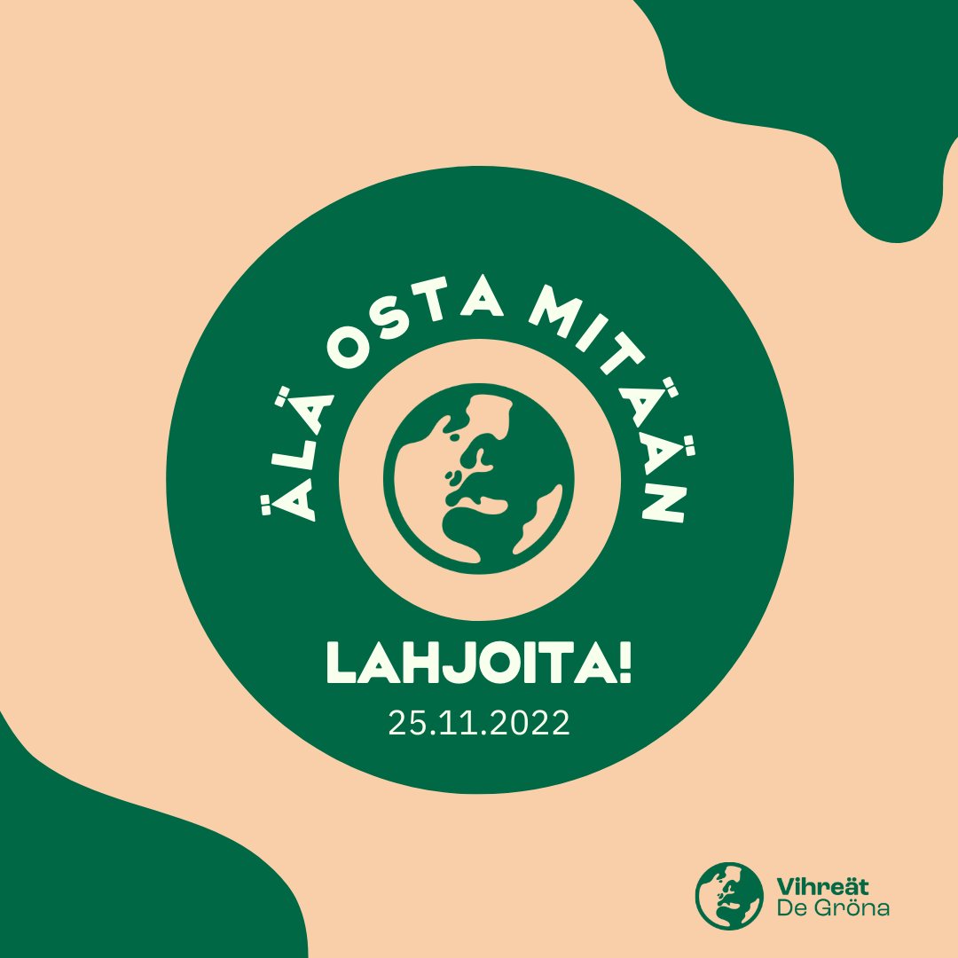 VihreatUusimaa's tweet photo. Vastaiskuna Black Fridaylle kannustamme sinua uusien tavaroiden hankkimisen sijaan lahjoittamaan Älä osta mitään -päivänä Vihreälle Uudenmaan eduskuntavaaliehdokkaalle.

Pienikin summa auttaa! Voit tehdä lahjoituksen ehdokasgallerian kautta täällä: https://t.co/EHxb6lTc2n https://t.co/0vL6lpcLNs