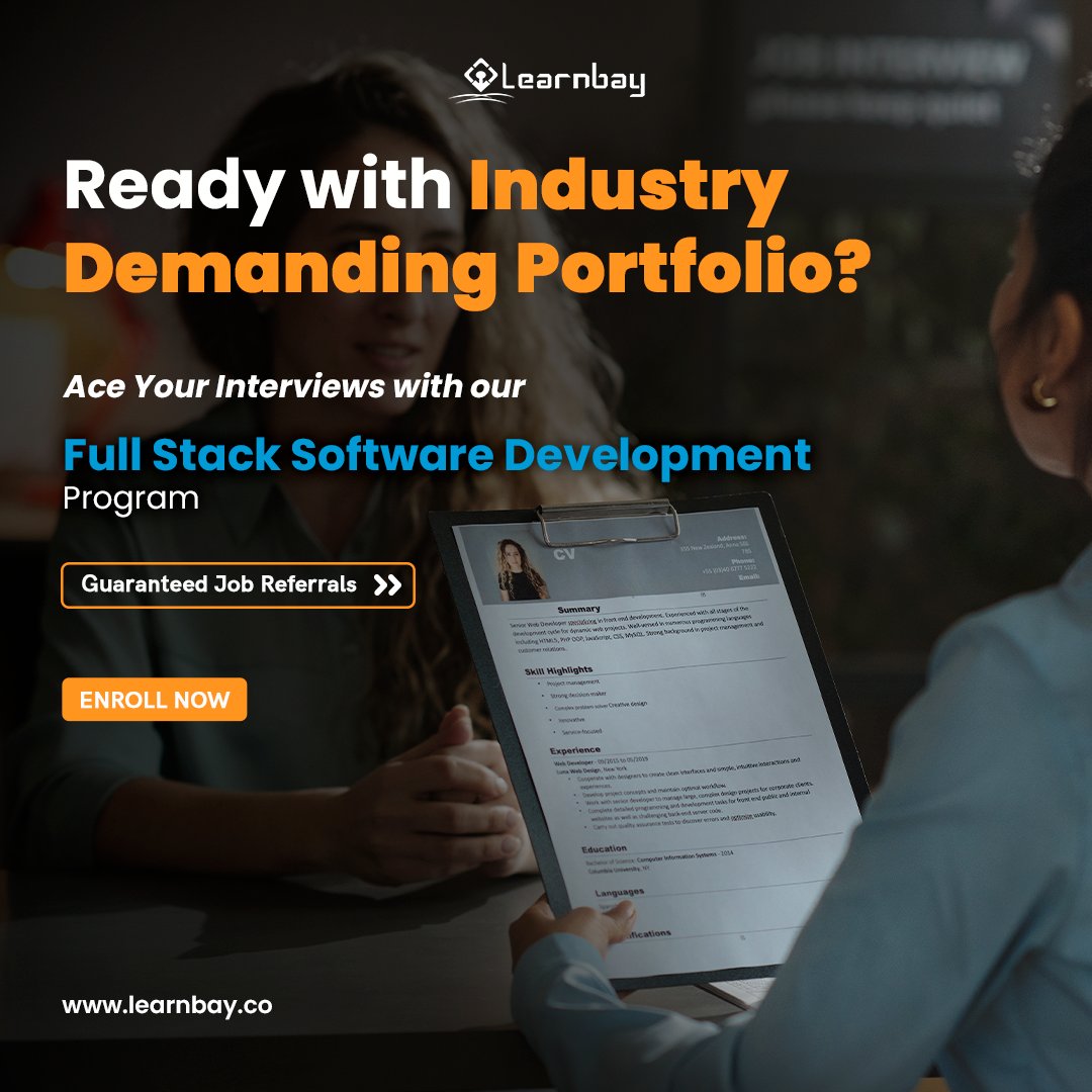 Learnbay's tweet image. ⏰It’s time! Ace #MAANG interview
With #FullStackSoftwareDevelopment
😎And work as an #SDE at product based company
📞Contact us: bit.ly/3xT28QY
To know more
Follow @Learnbay
#Learnbay #fullstack