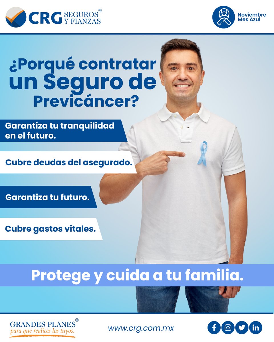 💙🙌El contratar un Seguro de Previcáncer te brinda como paciente tranquilidad, no es lo mismo vivir una enfermedad con dinero que sin efectivo, de nueva cuenta te invitamos adquirirlo para que estés listo ante cualquier eventualidad. 🙌💙👨
#CRGSegurosyFianzas