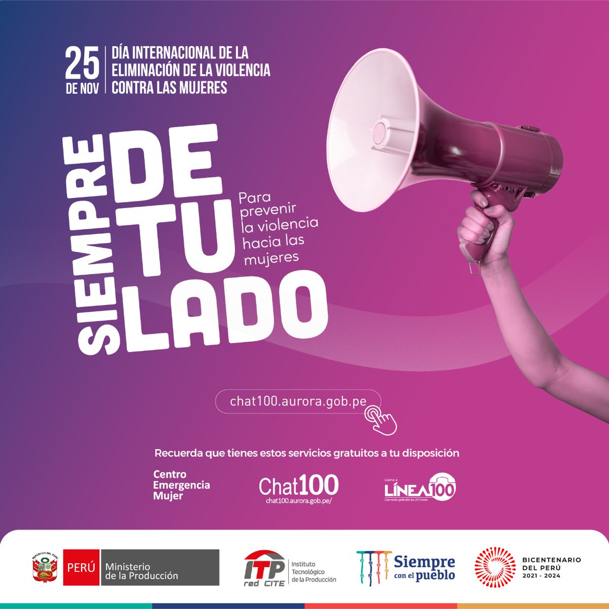 CITEChavi's tweet photo. 📢 #SiempreDeTuLado | Tolerar o justificar cualquier tipo de agresión física, psIcológica y/o sexual contra la mujer nos vuelve parte del problema. Para cambiar la situación en nuestro país todos debemos involucrarnos en la erradicación de la violencia de género. https://t.co/63Qv8YdzkM