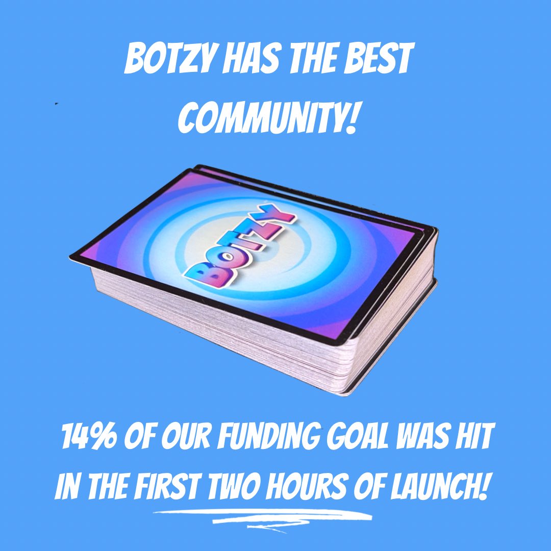 BotzyNfts's tweet photo. 🤯Yay! This is great news, I honestly think Botzy has that type of community to move mountains! 

Thank you all who have supported so far seriously!

#cardgame #tabletopgames #Launchpad #retweet #crowdfunding #Giveaways #GiveawayAlert 🥳

Share in the joy!
https://t.co/6YPIdqFu7Y https://t.co/yKrnEF8ksg