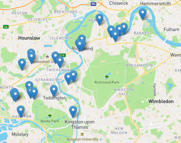 map of Warm Spaces in Richmond upon Thames