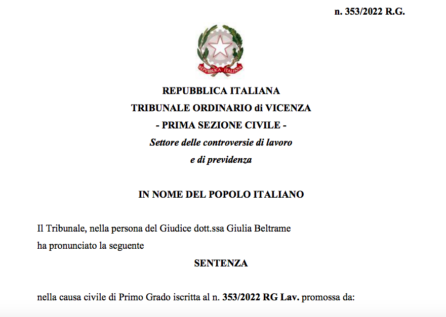 Trib. Vicenza 22/11/22: l'adesione ad un #CCNL può essere anche tacita e per fatti concludenti, attraverso l'applicazione delle #clausole contrattuali. Pertanto il datore di lavoro che voglia #disdettare il CCNL, deve darne comunicazione alle #OOSS->bollettinoadapt.it/wp-content/upl…