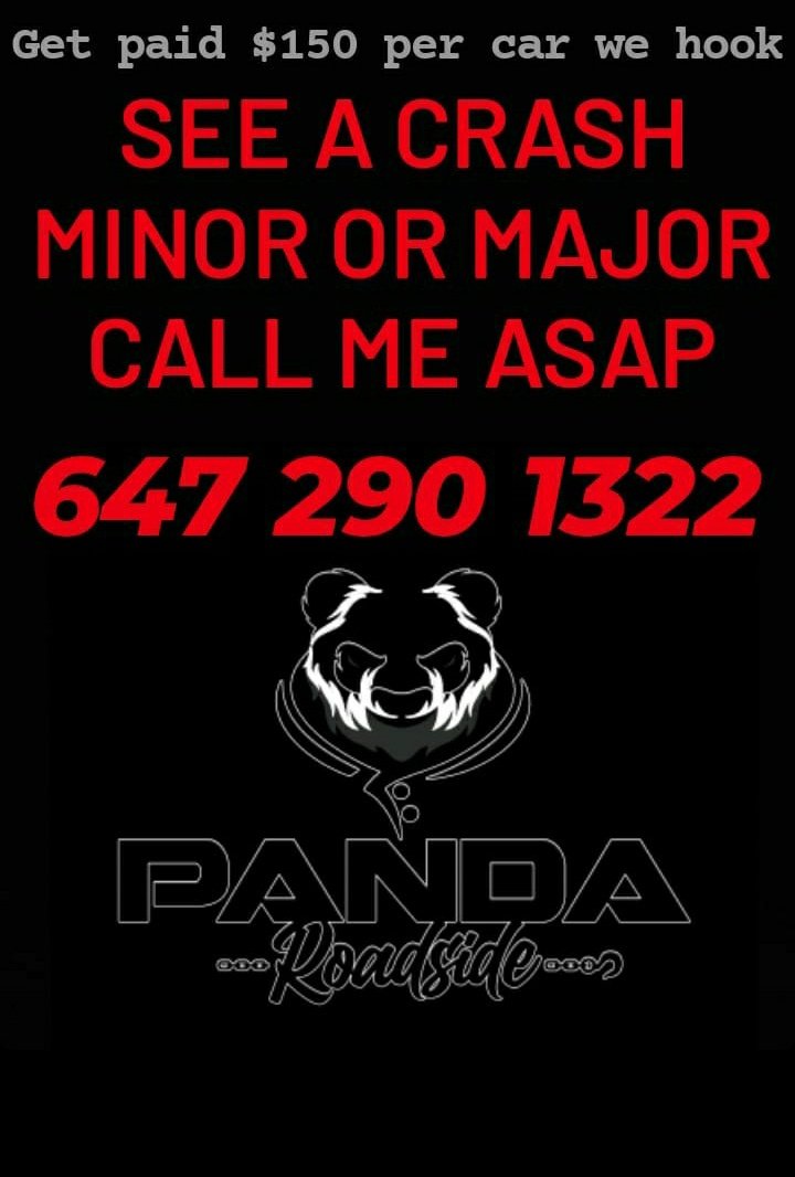 XplicitStarsz's tweet photo. #PandaRoadside #Brampton SEE A CRASH CALL FOR CASH $150 PAID PER VEHICLE WE HOOK! 6472901322 INVOLVED IN AN ACCIDENT, CALL ASAP! LET US TAKE CARE OF YOU 🙏🏾🐼 https://t.co/0cFvhwpOyP