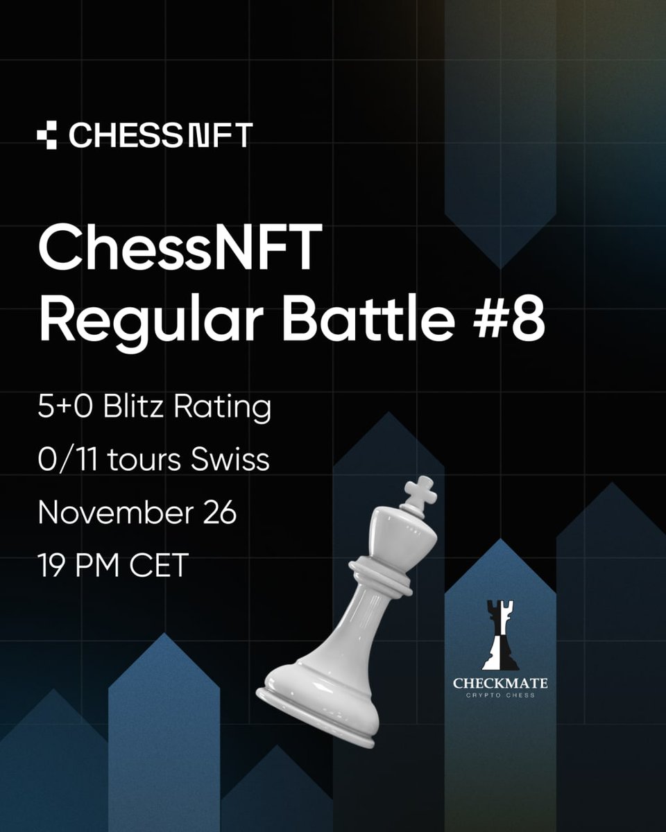 FIDE | ChessNFT (@chessnft_com) on Twitter photo ♟ChessNFT Regular battle #8♟
⏩t.me/chessnft_com/1…
#ChessNFT #NFT #everscale #EVER
<a href="/FIDE_chess/">International Chess Federation</a> ♟ChessNFT Regular battle #8♟
⏩t.me/chessnft_com/1…
#ChessNFT #NFT #everscale #EVER
<a href="/FIDE_chess/">International Chess Federation</a>