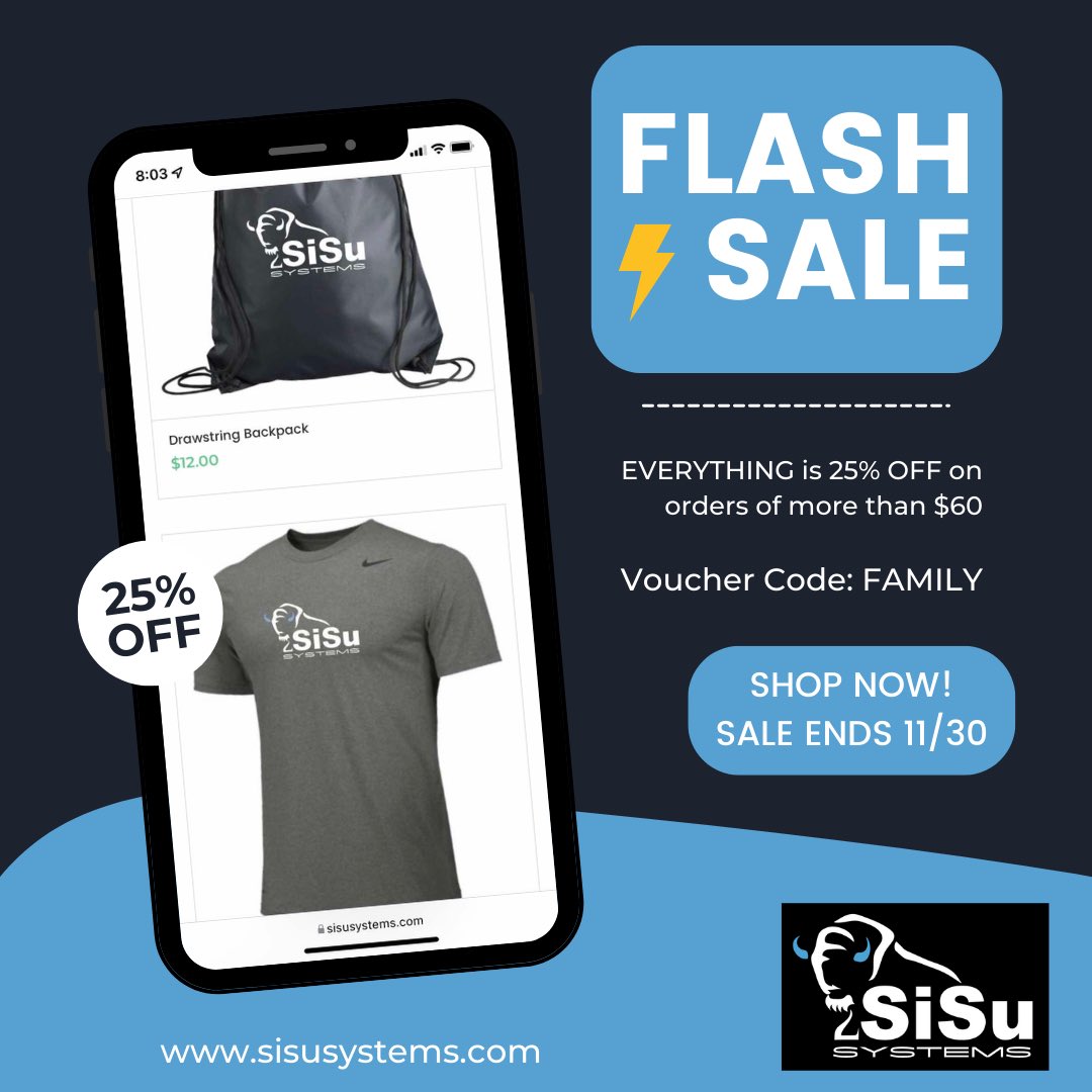 SisuSystems's tweet photo. Our friends and family sale starts TODAY! 🎉 25% off orders more than $60. Use coupon code FAMILY. #sisusystems #sale #shoplocal https://t.co/krHsSjyP2h