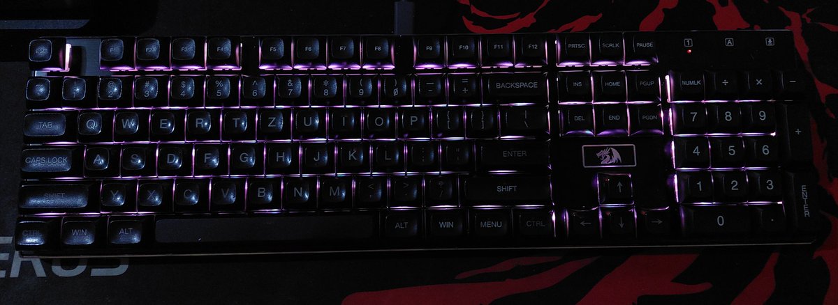 TheCzeky's tweet photo. New keeb build, Redragon Devarajas Barebones, Kailh BOX Dark Yellow and Kailh Milky Yellow switches, TEX ADA keycaps. Pretty satisfied with it, but will replace the switches with Kailh BOX Whites someday. https://t.co/1rks1iPh5o