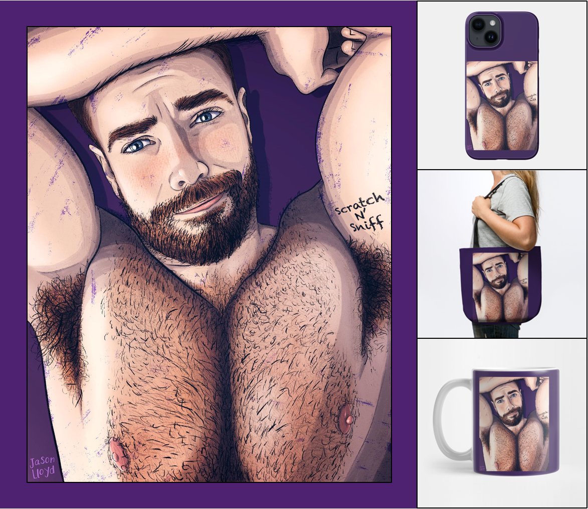 HOLIDAY GIFT IDEA 🎁: 'SCRATCH N SNIFF' BY @JasonLloydArt . You & your armpit lovin' buddies will want this breathtaking illustration, available on t-shirts & more! Click on the link to visit Jason's TEEPUBLIC online store: teepublic.com/t-shirt/366368…. #gayarmpitlover #armpits #gay