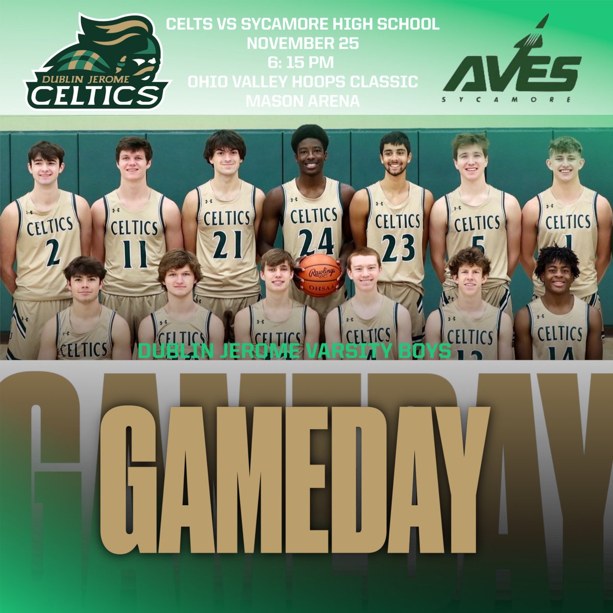 It’s GAMEDAY‼️ Let’s GO‼️ #RST
🏀Dublin Jerome 🆚Sycamore
⏰Tonight! Friday, November 25th, 6:15pm
📍Mason HS Arena
📺 hoopsbroadcasts.com
🎟 events.ticketspicket.com/agency/2136598…