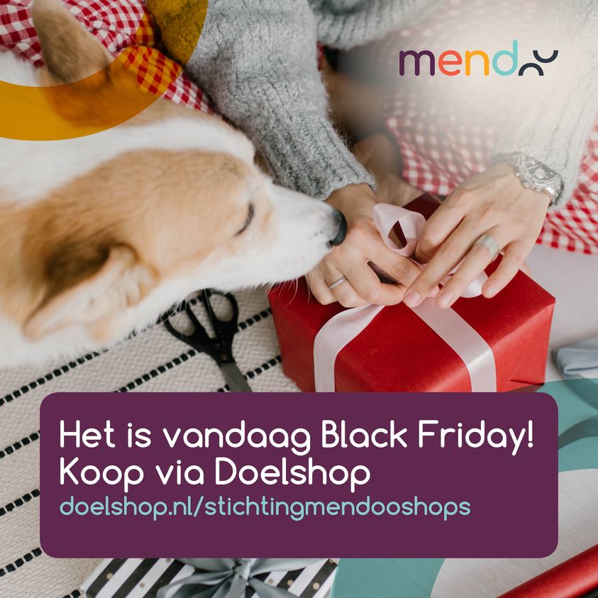 Doe vandaag op #blackfriday jouw aankopen via <a href="/doelshop/">Doelshop.nl</a> en doneer GRATIS aan Mendoo. Daarmee help je de slachtoffers van huiselijk geweld met hun huisdieren die jouw hulp hard nodig hebben. Meer informatie doelshop.nl/stichtingmendo…