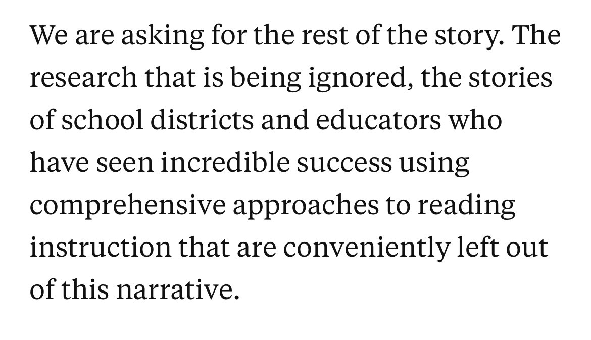 This request from the “58 literacy experts” never set well with me. Why? <a href="/FountasPinnell/">Fountas & Pinnell</a>, @rrcna_org and @TCRWP have controlled the narrative for decades &amp; now it’s time for them to listen to the voices they have failed &amp; repeatedly ignored. Our kids are the rest of the story.