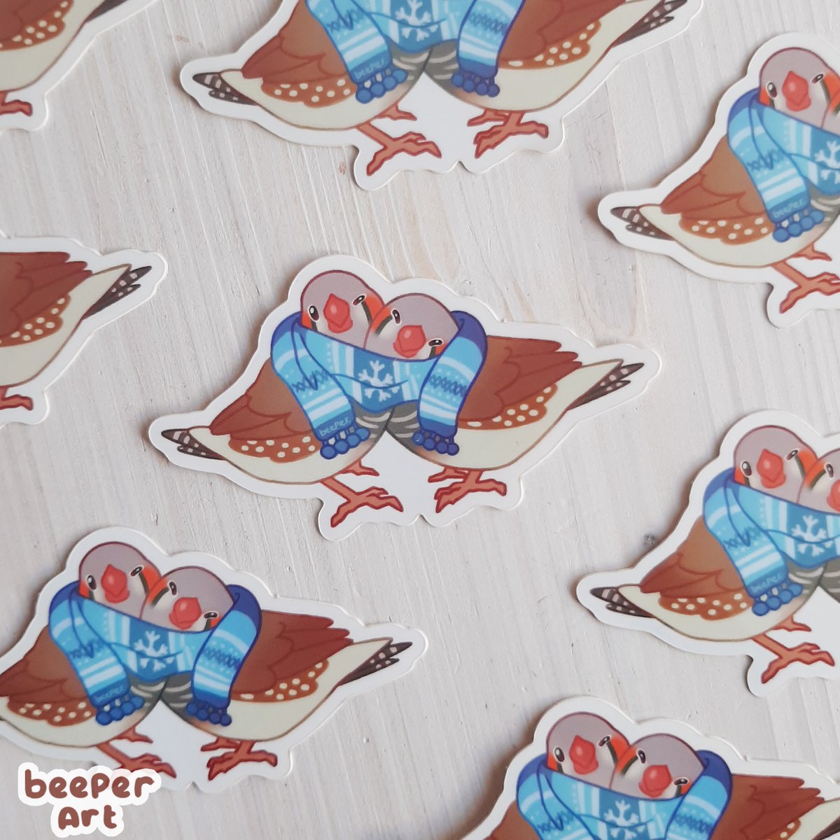 「cuddly zebra finch stickers are up!! 」|beeper.artのイラスト