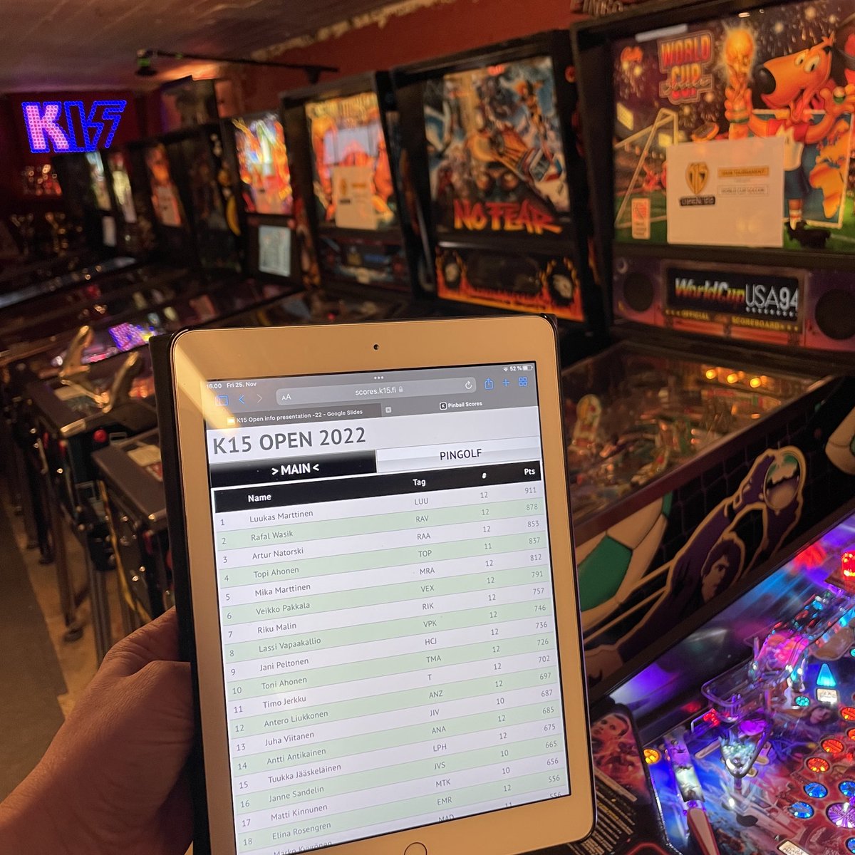 k15pinball's tweet image. In the first three hours of #k15open #pinball tournament, about 300 entries were recorded in our real-time score keeping system. See scores.k15.fi for yourself!