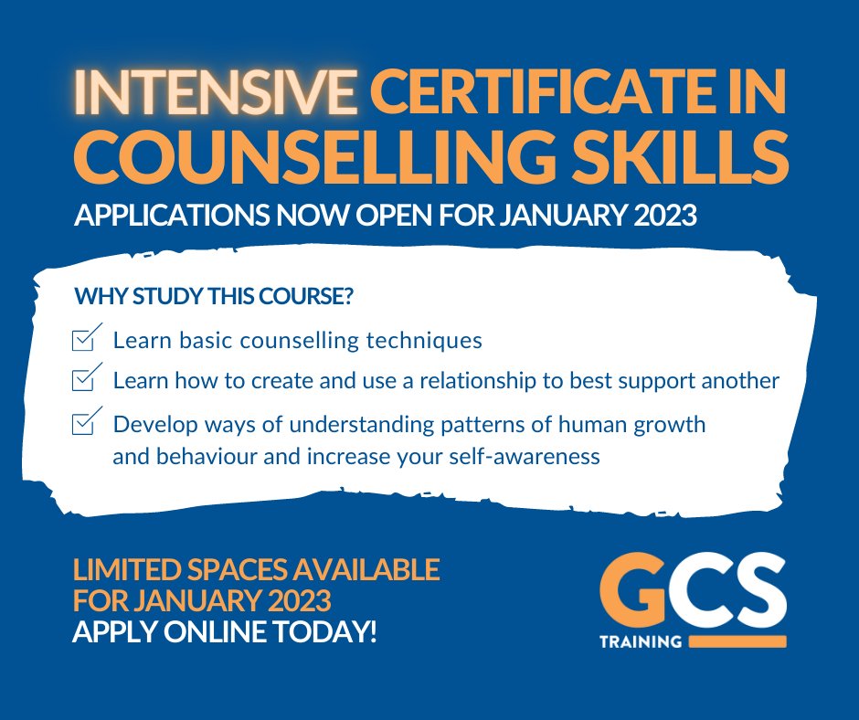 Three great reasons to study our Intensive Certificate in Counselling Skills course. Applications are open for our 2023 Intensive Certificate in Counselling Skills course. ow.ly/p07v50LqLys #counsellingcertificate #counsellingtraining #stroud