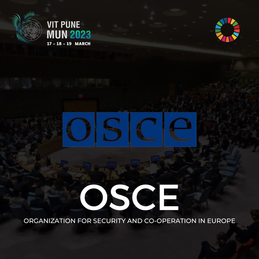 VITPuneMUN2026's tweet photo. VIT Pune MUN is excited to announce the name of its seventh committee for the 2023 edition: 𝐎𝐫𝐠𝐚𝐧𝐢𝐳𝐚𝐭𝐢𝐨𝐧 𝐟𝐨𝐫 𝐒𝐞𝐜𝐮𝐫𝐢𝐭𝐲 𝐚𝐧𝐝 𝐂𝐨-𝐨𝐩𝐞𝐫𝐚𝐭𝐢𝐨𝐧 𝐢𝐧 𝐄𝐮𝐫𝐨𝐩𝐞 (𝐎𝐒𝐂𝐄).

#vpm2023
#bethevoice
#conferenceofchange https://t.co/EQXxeDe9HD