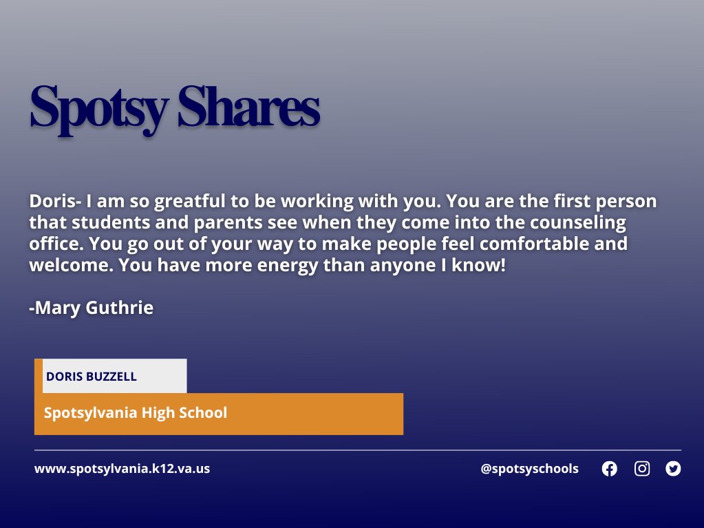 SpotsySchools's tweet photo. Thank you, Ms. Buzzell, for all you do to make SCPS great. #TogetherWeAreSCPS https://t.co/ms9J2xQTwf