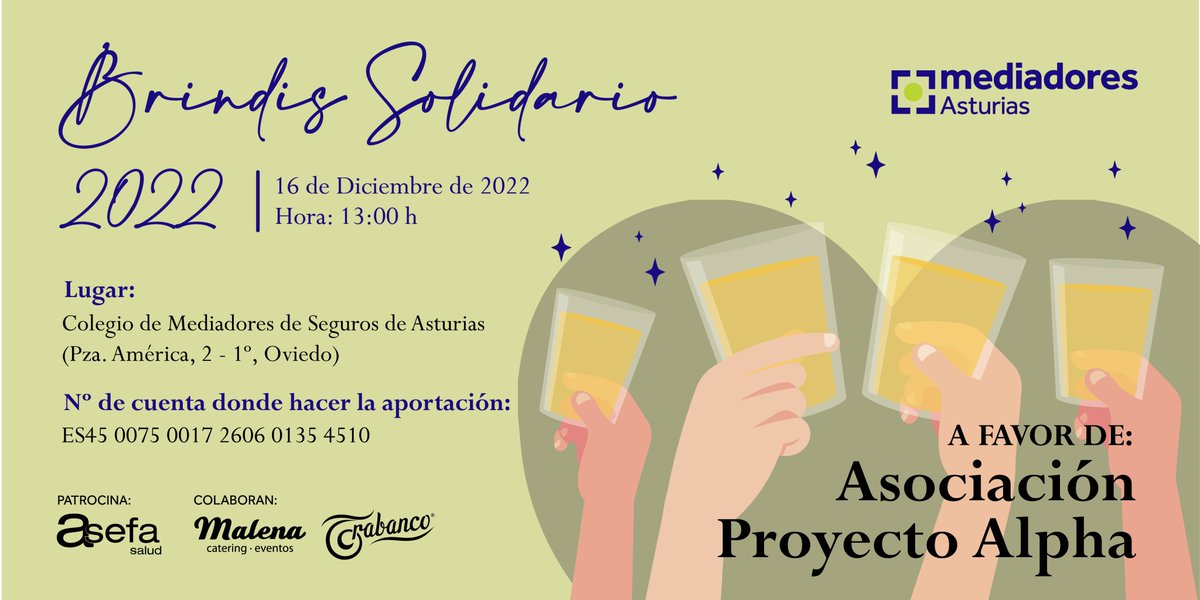 mediadoresastur's tweet photo. En su décima edición, el Brindis Solidario de #MedidoresAsturias se celebrará a favor del #ProyectoAlpha (@proyectoalpha_). La recaudación se sumará a sus fondos para crear un registro de afectados y a investigación. #NuncaDejesDeMoverte #DistrofiaMuscular #EnfermedadesRaras https://t.co/vQNVfglKE6