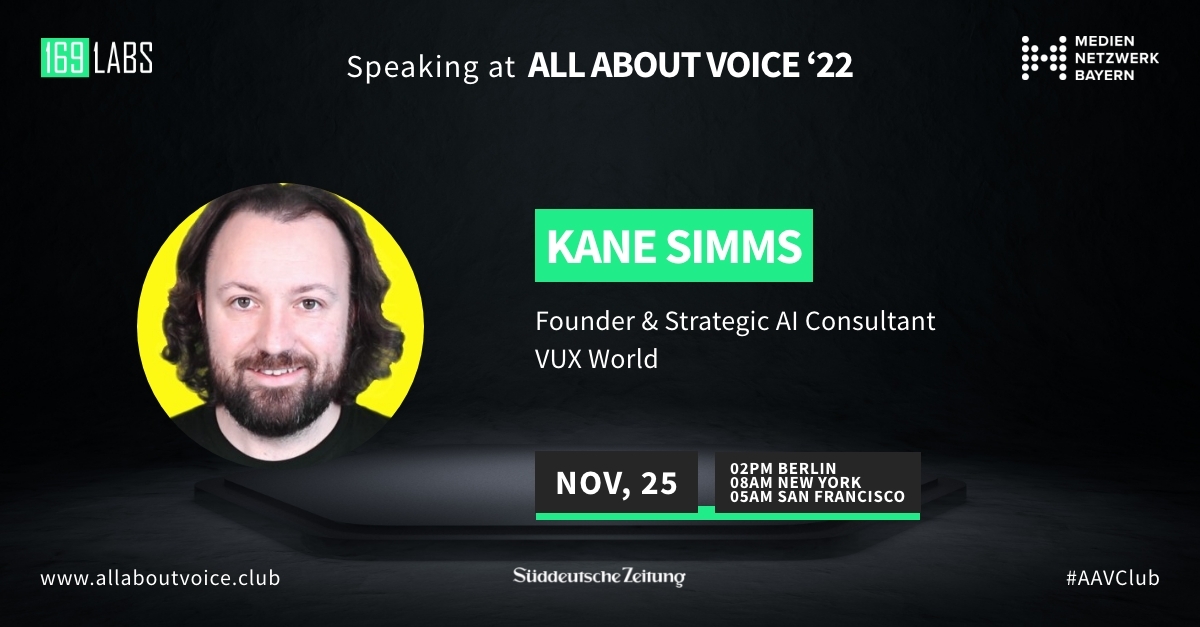 Next up on stage: the wonderful <a href="/kanesimms/">Kane Simms</a> (<a href="/VUXworld/">VUX World</a>) presenting the latest research on Conversational AI in Contact Centers 👥☎️! Join here: hopin.com/events/all-abo… #AAV22 #AAVClub