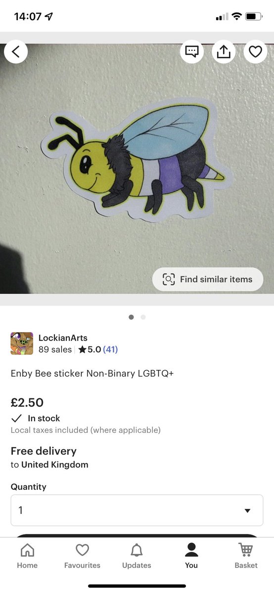Reskell492's tweet photo. Where my enbies at? En-bee’s? 🤣

https://t.co/R5dUx9zViT

Would be a perfect gift for someone newly out as #NonBinary this holiday season! #Enby #Pride #LGBTQ 
- yes you can use this on vehicles, laptops, water bottles, it’s THICK waterproof vinyl! :O https://t.co/BTzEU7y0zo