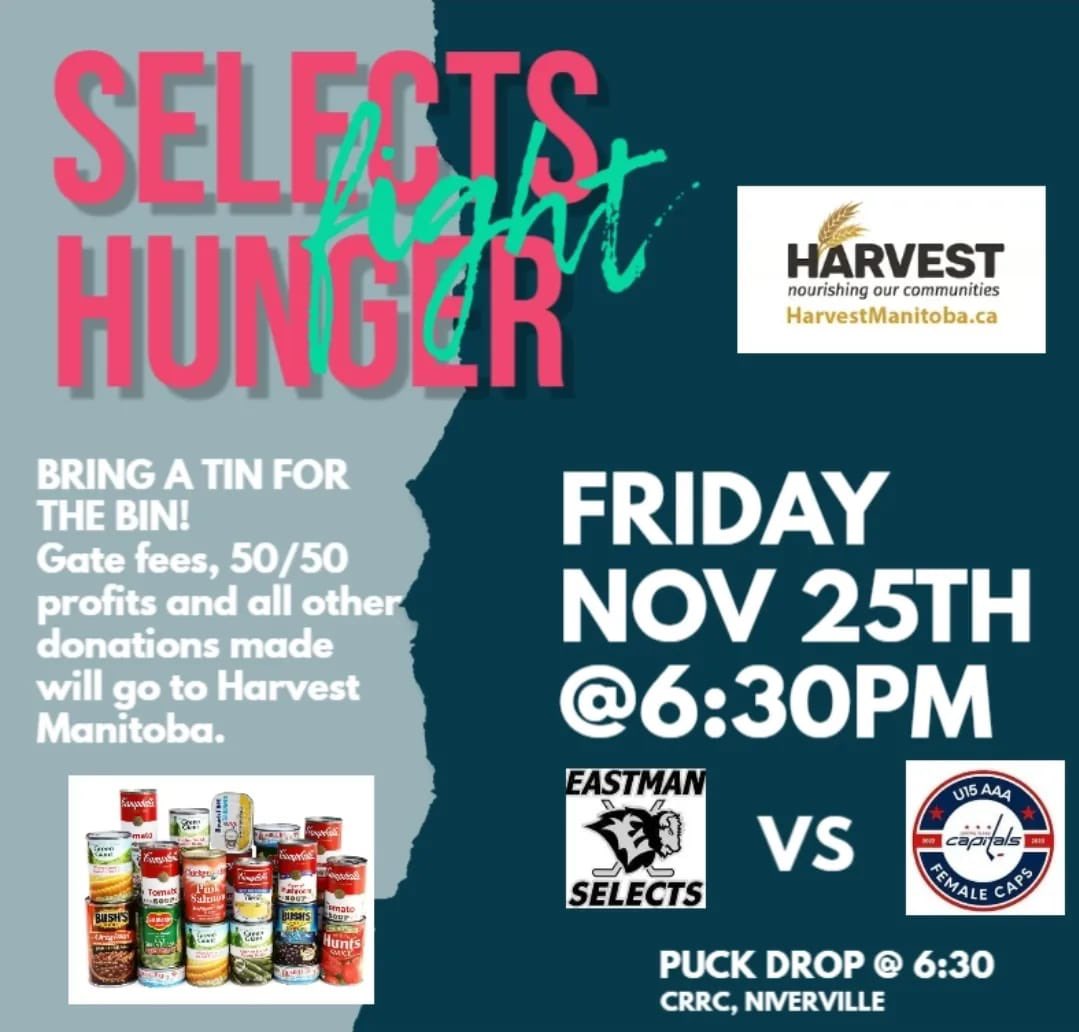 EMFemaleU15AAA's tweet photo. It’s GIVING game day 🏒- Selects Fight Hunger night is here! Tonight the team is looking for a huge win both on one off the ice 🙌 Game vs @CPU15AAAFemCaps starts at 6:30pm, see you there and don’t forget to Bring a Tin for the Bin in support of @harvestmanitoba!🥫@MFHL_u15AAA https://t.co/pt2kQMKCz3