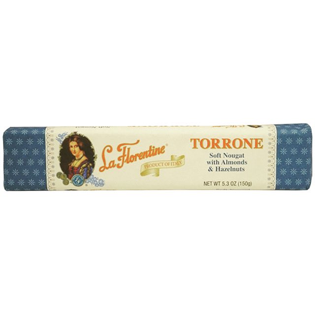 La Florentine Almonds Torrone Bar (with hazelnuts.) La Florentine’s enthralling and widely popular torrone bar is wrapped neatly in a red foil embracing a rich bar of hazelnut-filled chocolate nougat. gourmetitalian.com/almond-torrone…
