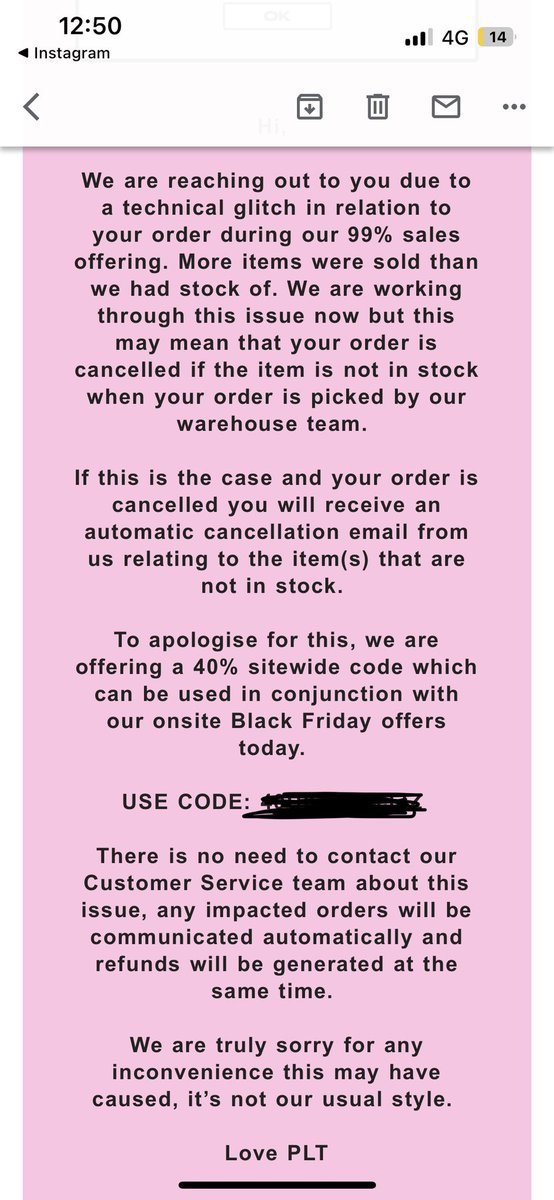 Kaciheath22's tweet photo. @OfficialPLT It’s all a scam they just send this after you’ve placed an order. Happened to me and a friend https://t.co/P7nzY8Llcz