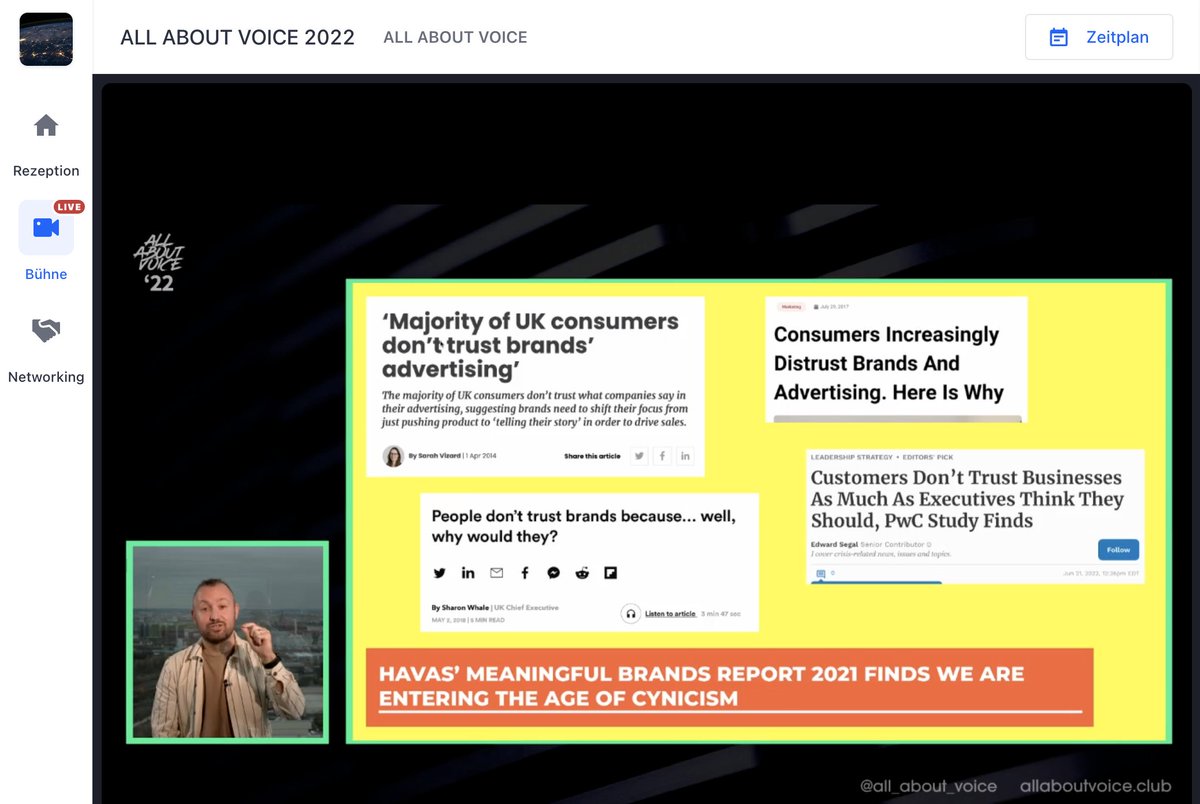 .<a href="/kanesimms/">Kane Simms</a> of <a href="/VUXworld/">VUX World</a>: "People ultimately don't really care about brands that much" 🗣️ Join here: hopin.com/events/all-abo… #AAV22 #AAVClub