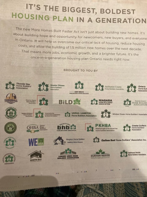 So you can see who is driving the @Fordnation attack on the Greenbelt. All this while they trickle out home sales to keep prices high while they sit on approved land inventory larger than Vancouver. Homes in cities not on farms and forests. #StopBill23 #Handsoffthegreenbelt
