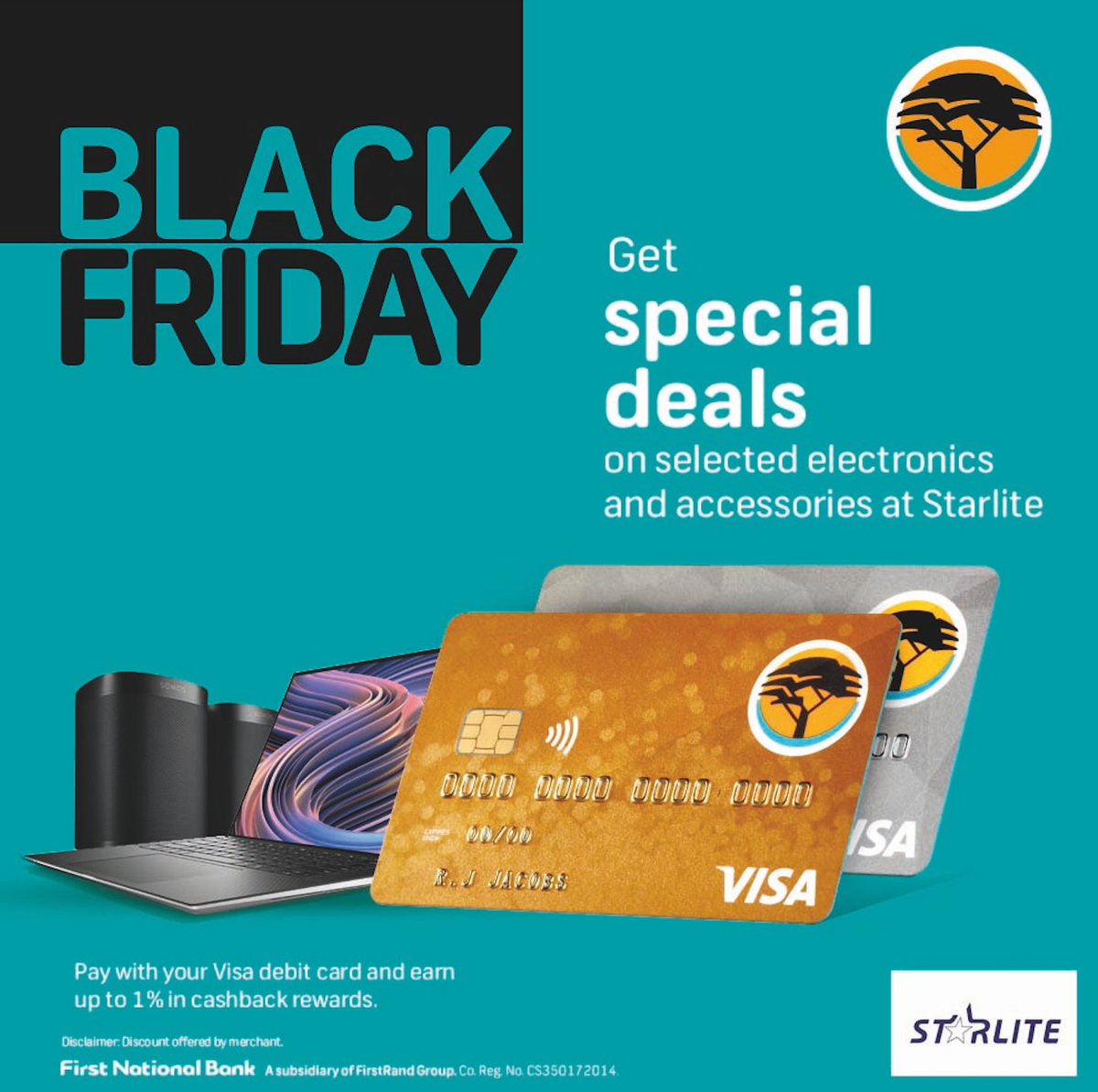 firstnatbankgh's tweet photo. Enjoy super savings on selected electronics and accessories this Black Friday at Starlite.
Pay with your #FirstNatBank Visa card to earn up to 1% cash rewards on your total spend. T&Cs apply.
#BlackFriday2022
#Swipe4Rewards
#TheChangeables https://t.co/4eeijhPB7r