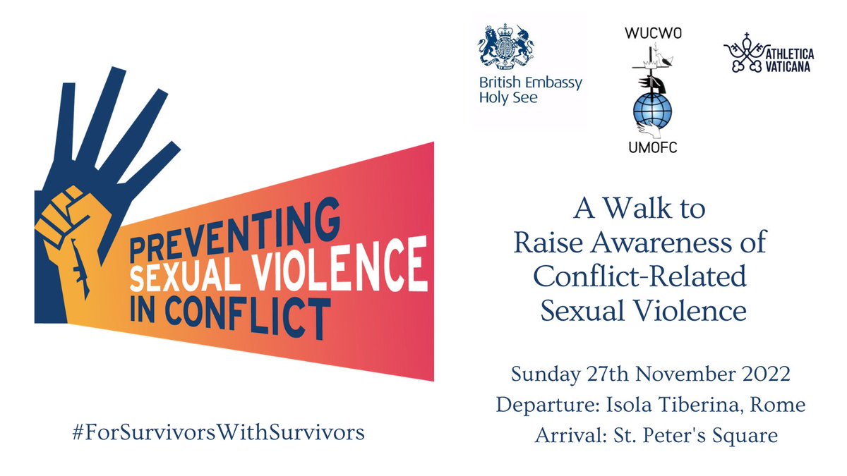 'Women and girls must be protected in all situations, but especially in conflict zones. This Walk is an important opportunity to raise awareness and call to strengthened global action.' - HMA @ChrisTrott @wucwo @athleticavat ➡️wucwo.org/index.php/en/m… #ForSurvivorsWithSurvivors