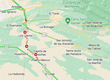 monitoreojrg's tweet photo. Buen día. Se tendrá información del tramo en carretero de los chorros a caseta de los chorros Km.-23 aprox (25.393486, -100.796620) se presenta carga vehicular detenido. 
@GN_Carreteras @GN_MEXICO_  
@CAPUFE @CNAC_GN https://t.co/vs4V0D1XtY