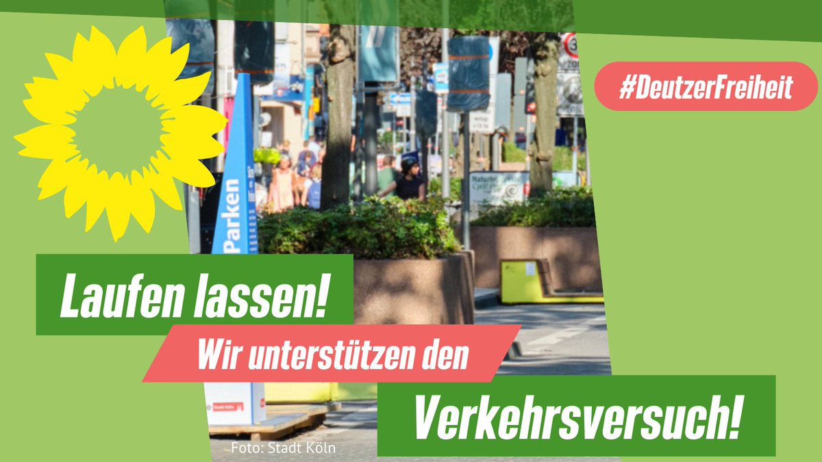 GrueneKoelnRat's tweet photo. Für die Modernisierung von Köln sind #Verkehrsversuche wie der auf der #DeutzerFreiheit sehr wertvoll. Angesichts aktueller Kritik betonen wir: Der Versuch sollte wie geplant weiterlaufen und wir sollten die Ergebnisse im Anschluss gründlich auswerten.
1/2 https://t.co/DehD3TPzT7