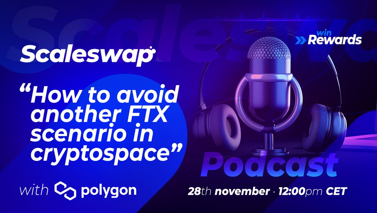 Scaleswapio's tweet photo. Get a chance to win 120 $USD as reward for best questions at our podcast with @0xPolygonDeFi on 28th of Nov at 12PM CET. 
Drop a question to Polygon under this tweet with #scaPodcast.

#Web3 #ama #Rewards #prize #getreward #earnmoney #podcast https://t.co/Ygpna0xtkT