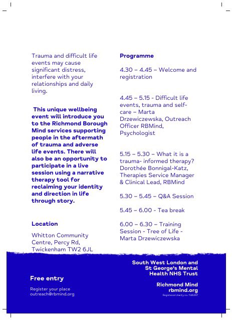 MIND Richmond Wellbeing event - 7 December <a href="/rb_mind/">Richmond Borough Mind</a>