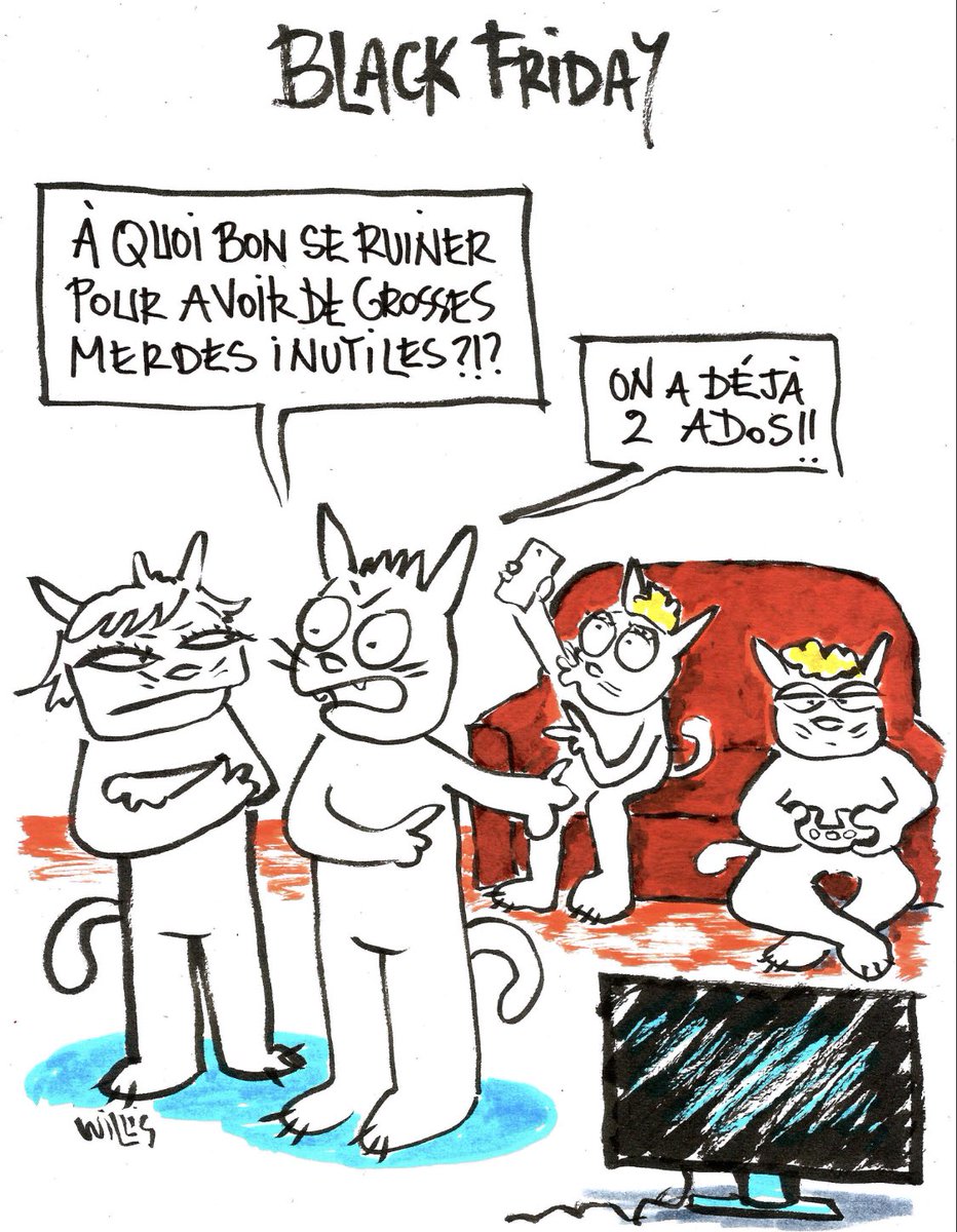 willisfromtunis's tweet photo. #dessin publié dans @sinemensuel #BlackFriday #blackfriday2022 #BlackFridayFrance #ado #consumerisme #cartoon #Satire https://t.co/Yqb2HPlA1q