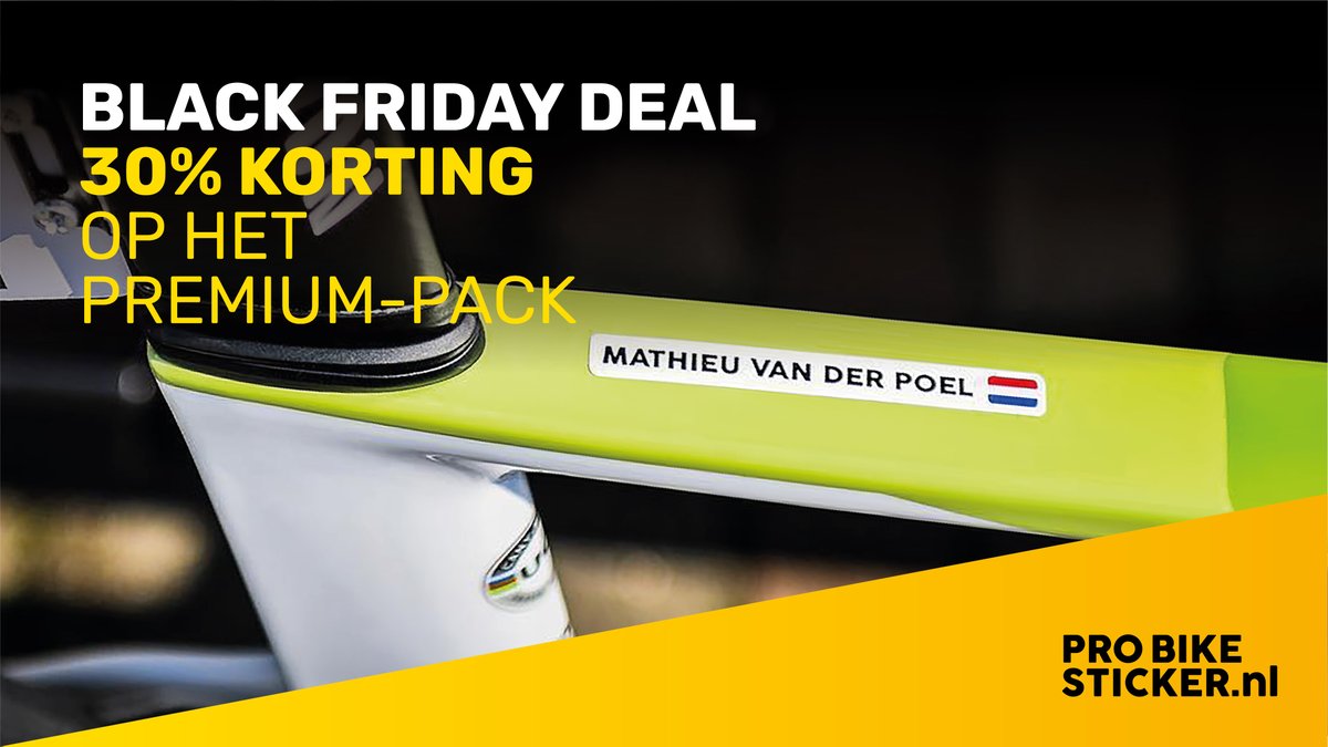 ⚫⚫ #BLACKFRIDAY en dat betekent een dikke korting van 30% op het Premium-pack! Gebruik hiervoor code 'BLACK'.

Ga snel naar probikesticker.nl en bestel jouw eigen naamstickers.

#naamstickers #fietsen #racefiets #wielrennen #mountainbike #mountainbiken