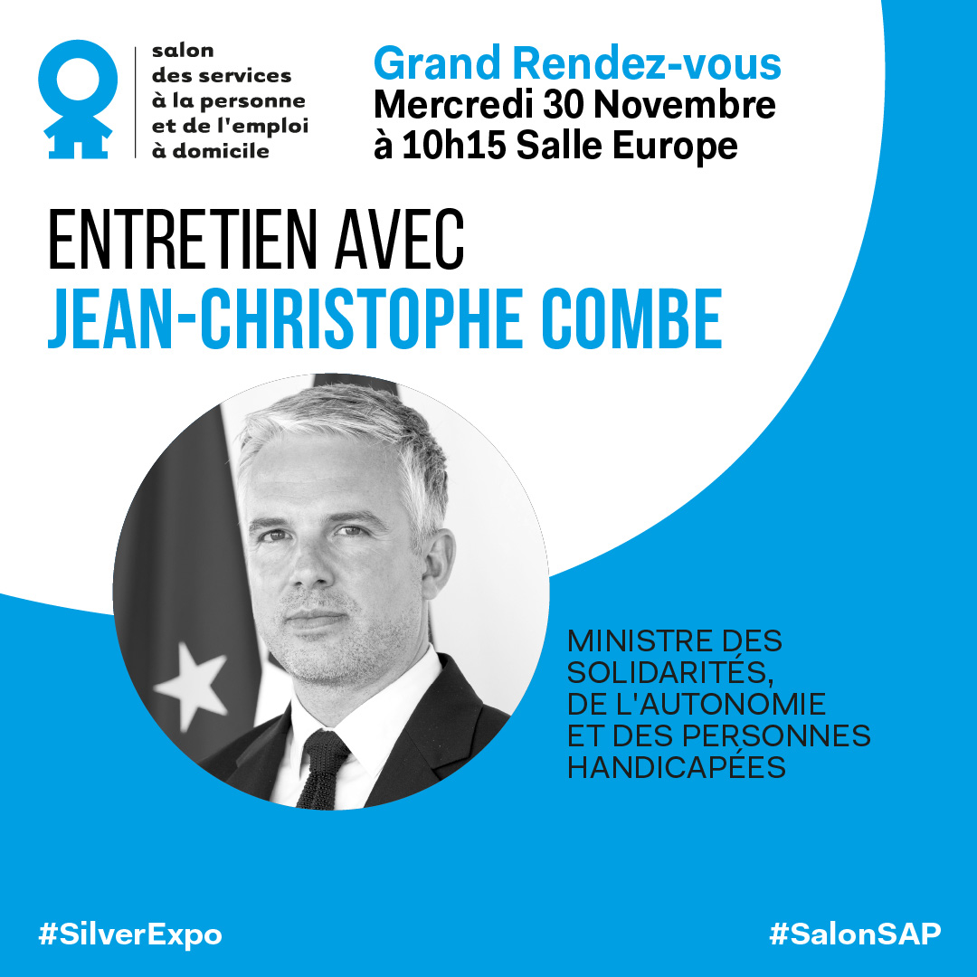 SalonServicePersonne (@sap365) on Twitter photo #SalonSAP 📌 A l'occasion du salon, nous aurons le plaisir d'accueillir et nous entretenir avec <a href="/JCCOMBE/">Jean-Christophe COMBE</a>, ministre des solidarités, de l'#autonomie et des personnes handicapées.
🗓️ Le 30/11 à 10h15
📍 Salle Europe
#SilverEco #ServicesALaPersonne #SalonSAP 📌 A l'occasion du salon, nous aurons le plaisir d'accueillir et nous entretenir avec <a href="/JCCOMBE/">Jean-Christophe COMBE</a>, ministre des solidarités, de l'#autonomie et des personnes handicapées.
🗓️ Le 30/11 à 10h15
📍 Salle Europe
#SilverEco #ServicesALaPersonne