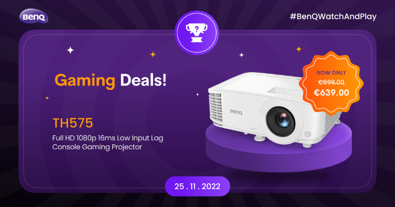 BenQEurope's tweet photo. 🎮 25.11: Gaming deal day on BenQ Football Advent Calendar!
📽️ Featuring #TH575 Full HD 1080p 16ms Low Input Lag #Console #Gaming #Projector, designed not only for gaming, but also for sport watching!
🤩 One projector, double fun!
#BenQ #football #adventcalendar