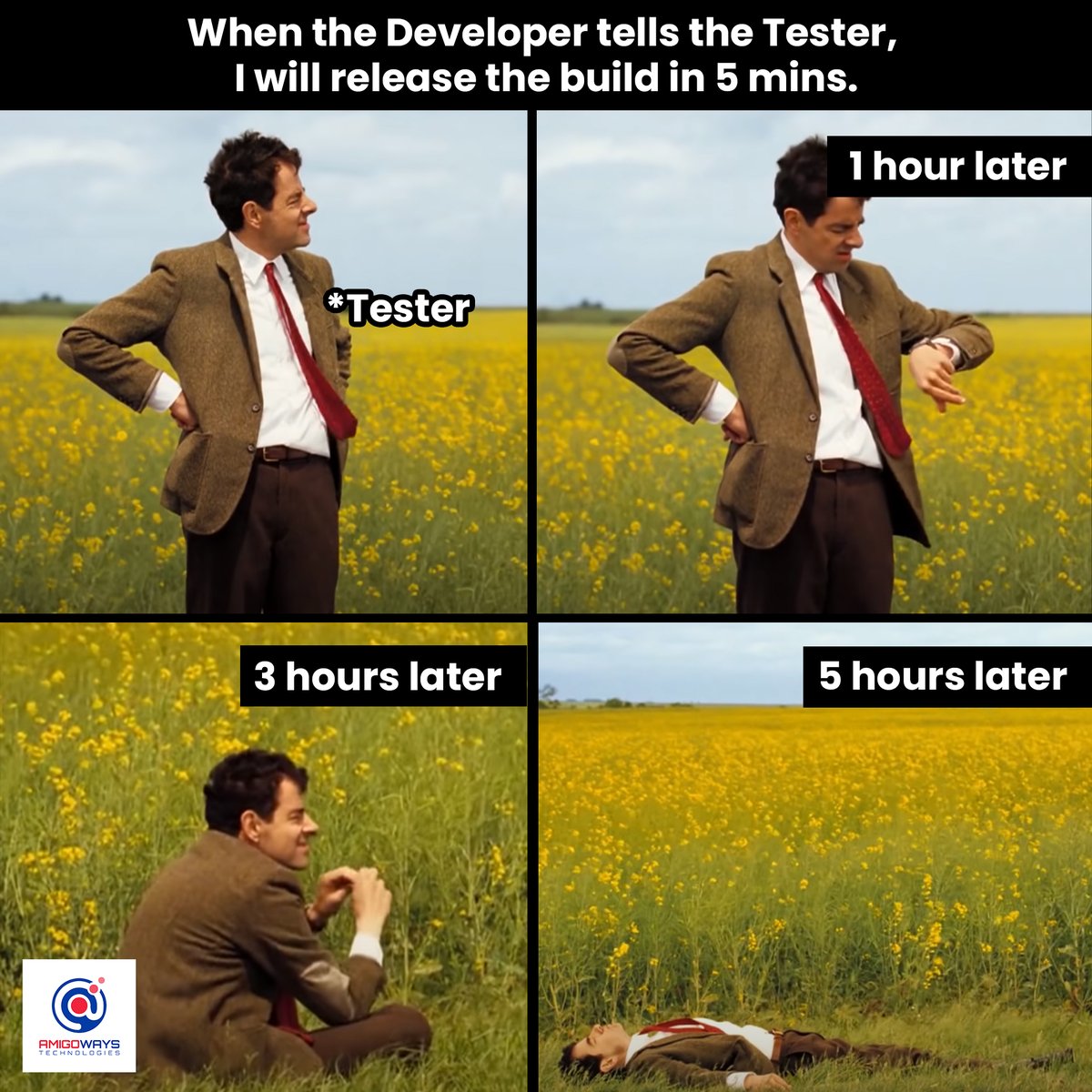 amigoways's tweet photo. 😅Tester VS Developer🤣
#tester #memes #memesdaily #developer #coding #developerlife #memesfunny #softwaretesting #bugs #softwaretesting #softwaretestingpartner #softwaredevelopmentcompany #qatester #funnymeme #amigos #amigowaysmemes #amigowaysians #amigowaysteam #amigoways https://t.co/QUdZTBhOJ2