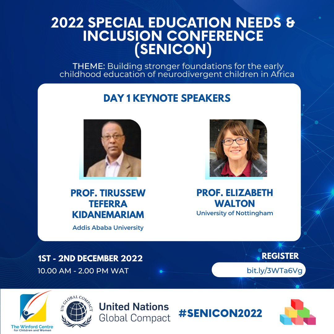 WinfordCentre's tweet photo. Introducing our keynote speakers for Day 1 of the 2022 Special Education Needs and Inclusion Conference (SENICON).
Register here: 
https://t.co/bM9gBktXM3
#SENICON2022
#EducationStartsEarly
#Neurodivergence 
#ECCE #EarlyChildhood #InclusiveEducation #Disability https://t.co/GNV9bGFx0e