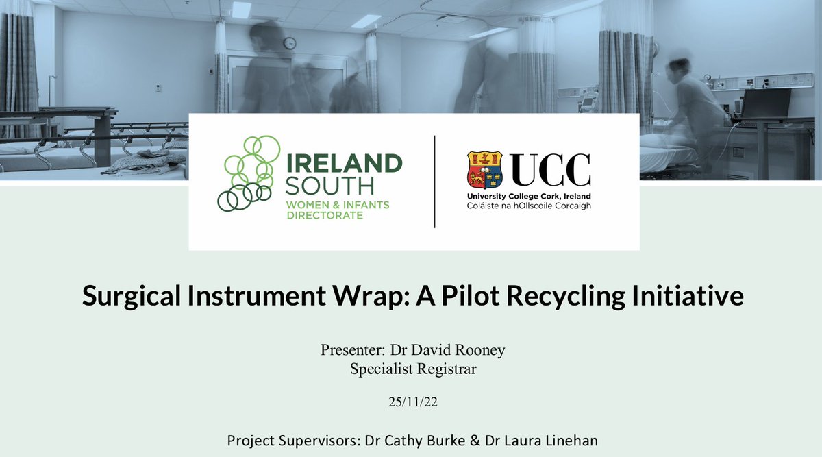 IrishDocsEnv's tweet photo. Congratulations to Dr David Rooney, SpR in Obs/Gyn, and Dr Cathy Burke, consultant in Obs/Gyn for winning the best overall presentation, "Surgical Instrument Wrap: A Pilot Recycling Initiative" at @JOGSIreland/ #JOGS2022 / IOG Annual Scientific Day in RCPI!
#SustainableHealthcare https://t.co/21ER3Qcqrg