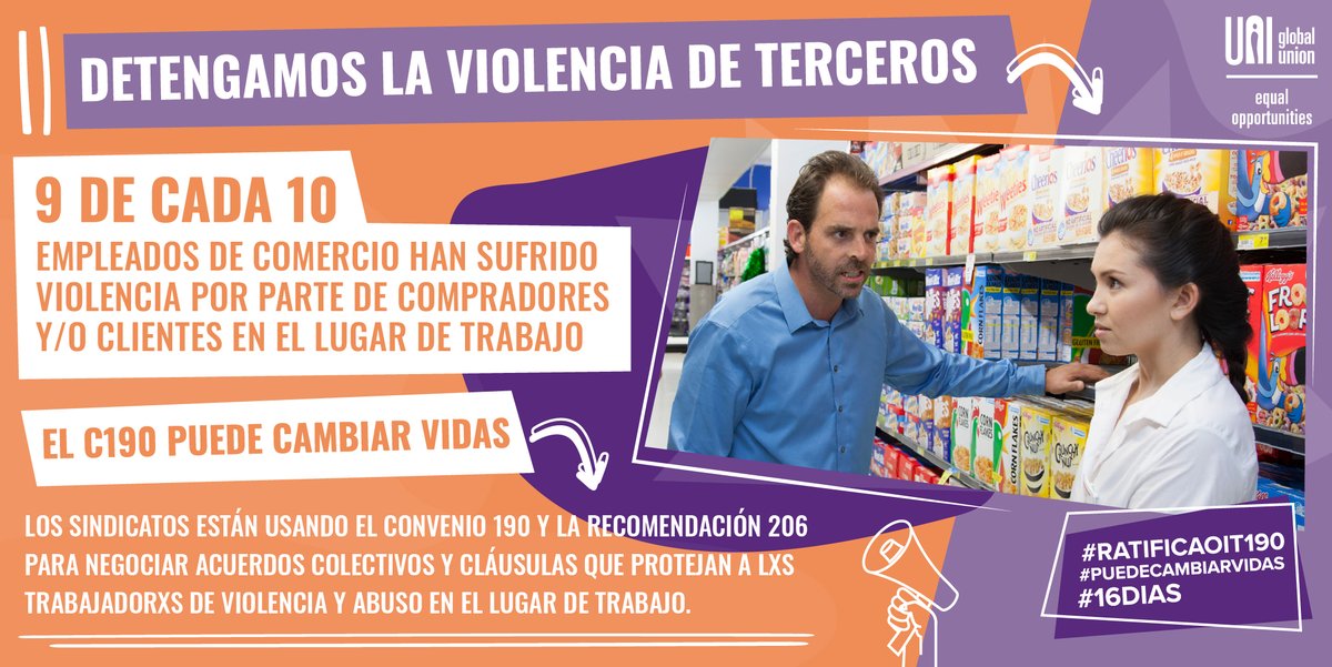 UnionComercioCo's tweet photo. Día Internacional Contra la Violencia de Género, una fecha que nos compromete a tod@s en la erradicación de la violencia contra la mujer #NiUnaMenos y para iniciar una compaña para eliminar toda violencia en el lugar de trabajo #RatificaOIT190 
#PuedeCambiarVidas @LuzMarinaDiazJ https://t.co/XBGVPOHzfb
