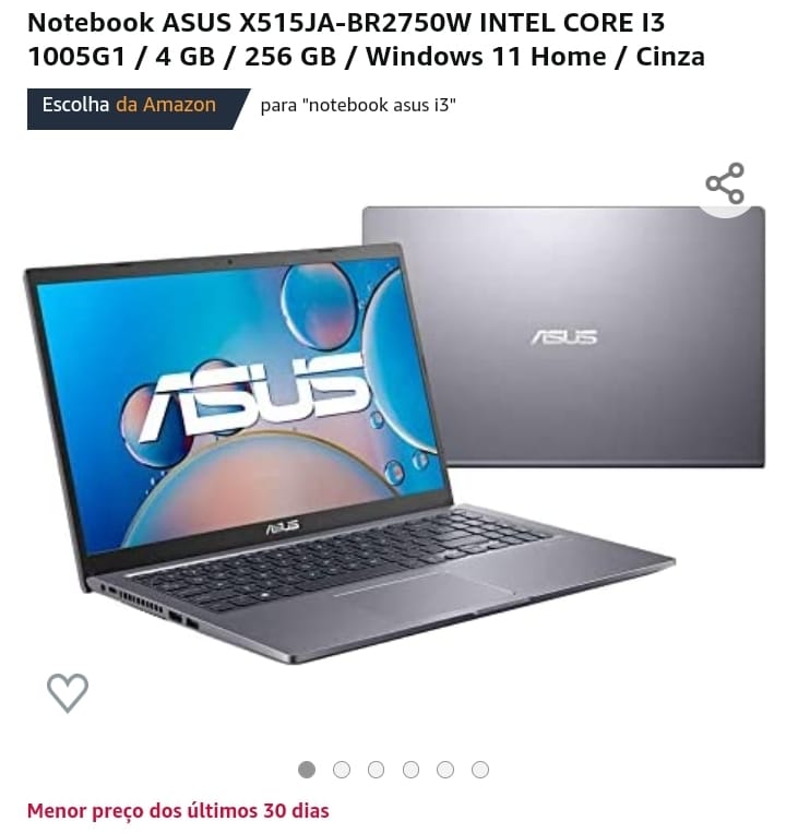 Notebook ASUS X515JA-BR2750W INTEL CORE I3 1005G1 / 4 GB / 256 GB / Windows 11 Home / Cinza

💲por *R$ 2.069,00*
💳Em até 10x sem juros

🚛Frete grátis, várias localidades
📤Amazon 👇
amzn.to/3ALu6zA
_Acaba rápido_

🥰Participe do grupo
📢bit.ly/ytecnozap