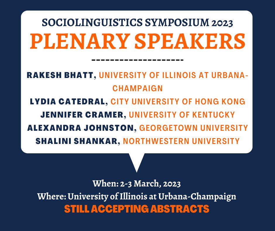 Still on the fence about submitting to SoSy? Maybe our plenary speaker announcement will help! <a href="/jenniferscramer/">Dr. Jennifer Cramer</a> <a href="/alexandrasaab/">Alex Johnston</a> <a href="/shalini_shankar/">Dr. Sounds Like Colony</a> #linguistics #sociolinguistics