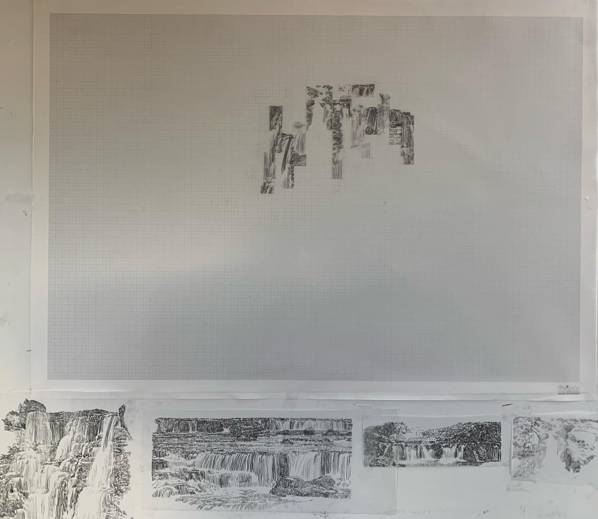chloeleaper2's tweet photo. Weaving rock and water to explore the landscape/language archetype of the waterfall #waterfall #naturewriting #mountainart #graphicscore #deleuze #matrixialborderspace #murmuration #pictogram #glyph #contemporarydrawing #birdsong https://t.co/GuKqmD3mkU