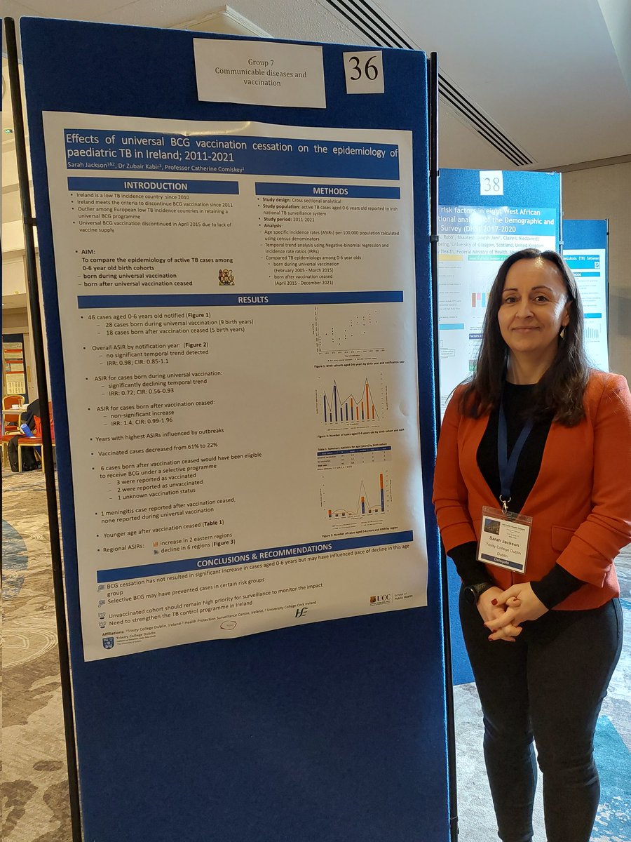 SarahJacks0n's tweet photo. Great to have the opportunity to present preliminary results of effects of #BCG cessation on paediatric TB epidemiology in Ireland @UKPHSci more info here: https://t.co/EbvYJVYaxw #PHSci @PopulationHBRG @hpscireland @ComiskeyCath @zkabir17 https://t.co/ctJFCsW6FK