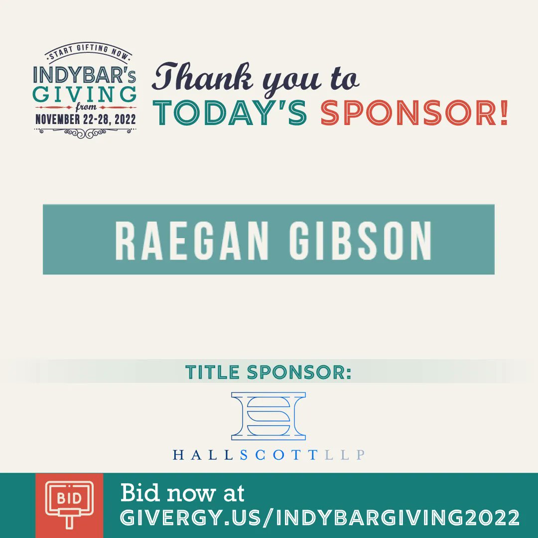 IndyBar’s Giving is halfway over… but don’t stress! You haven’t run out of time yet to bid on fantastic items that give back.  
Thank you to our sponsor for today, Raegan Gibson. Head on over to buff.ly/3TW6mzz and bid today!