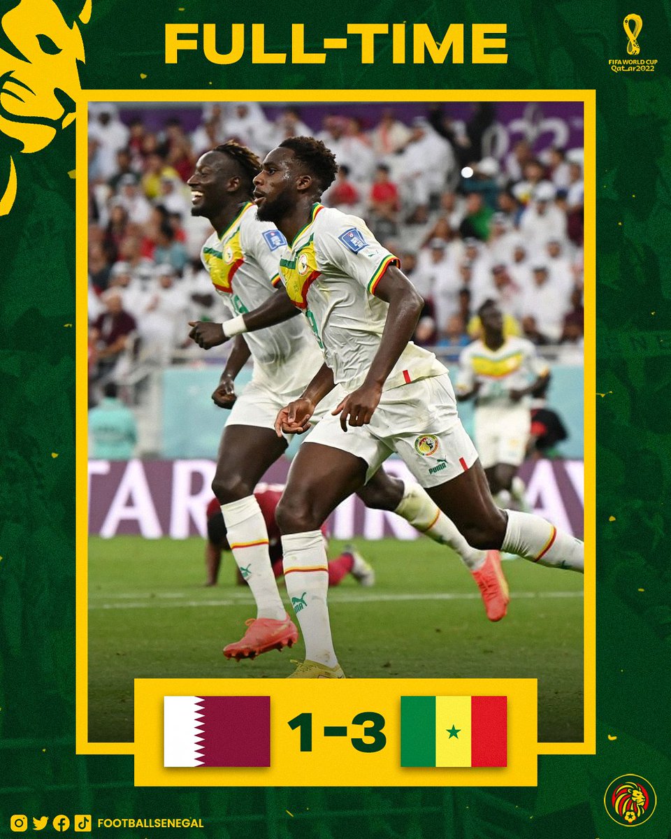 3  🇸🇳 vs🇶🇦 1

#Senegal #Qatar #FIFAWorldCup 
<a href="/FIFAWorldCup/">FIFA World Cup</a> 🦁