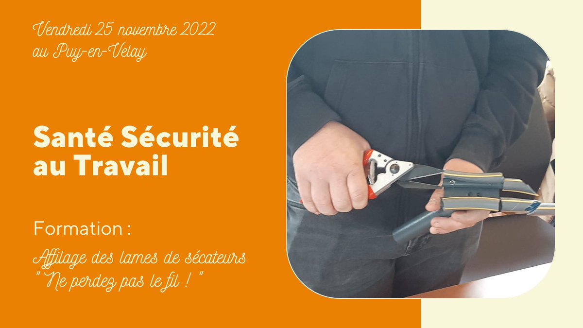 msaAuvergne's tweet photo. [Formation SST ] au Puy-en-Velay 

L’équipe SST de #MSAAuvergne forme ce jour des éleveurs ovins altiligériens sur l’affilage des lames de sécateurs (analyse des sécateurs, diagnostic des lames...), pour un travail performant et sécurisé. https://t.co/BuU9doM18K