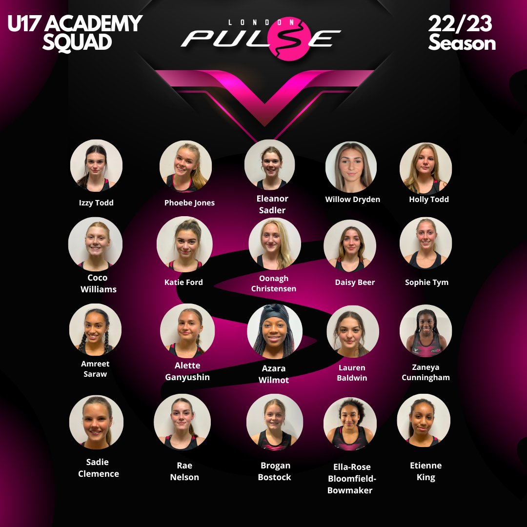 PulsePathway's tweet photo. Next up we are excited to announce our 17 Academy squad.

Congratulations to all athletes selected.  This group will be coached by @FrancescaPlom, Alison A and @KianaNetball 

💗🖤 https://t.co/RPG9mdE5CU